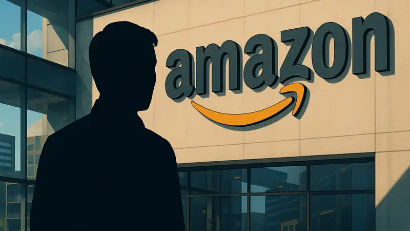 Дэвид Луан, бывший глава лаборатории AGI Amazon, на фоне логотипа Amazon.