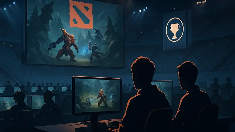 Киберспортивный турнир по Dota 2, игроки PlayTime, логотип Esports World Cup.