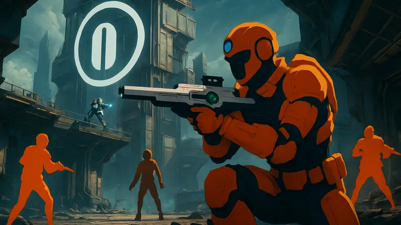 Скриншот из игры Marathon, демонстрирующий футуристический дизайн и персонажей в боевой обстановке