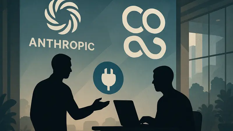Логотип Anthropic и платформы Cowork, символизирующие интеграцию агентных плагинов и ИИ-технологий.