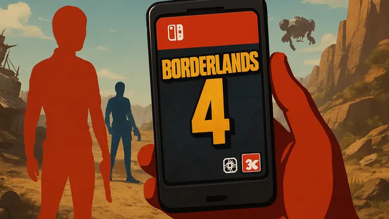 Обложка игры Borderlands 4 для Nintendo Switch 2 с логотипами Gearbox и 2K