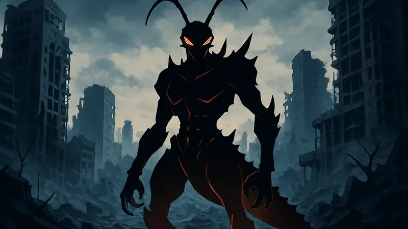 Король Муравьев из Solo Leveling на фоне разрушенного города, новый лор антагониста.