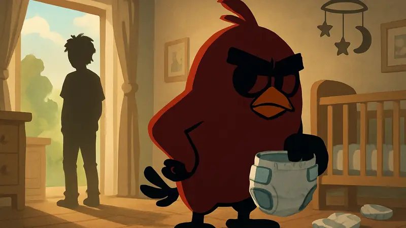 Красная птица Ред из мультфильма Angry Birds в кино 3 с памперсами