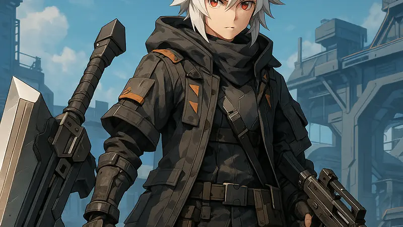 Оператор Пограничник из Arknights Endfield с лучшим снаряжением и оружием, готовый к бою.