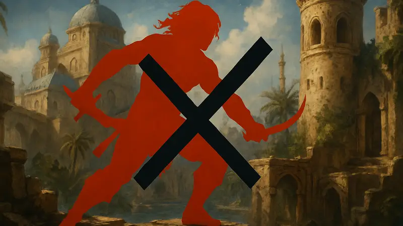 Обложка или промо-арт Prince of Persia: The Sands of Time Remake, символизирующий отмену проекта.