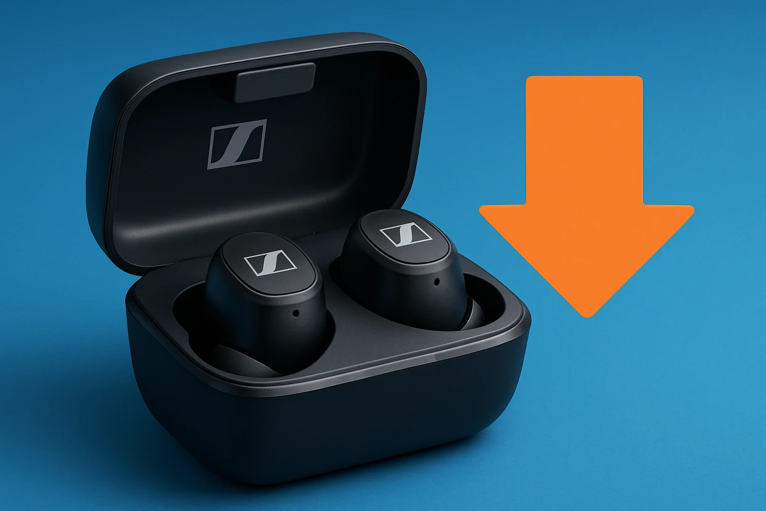 Беспроводные наушники Sennheiser ACCENTUM True Wireless в кейсе для зарядки. Ключевые слова: наушники, Sennheiser, скидка.