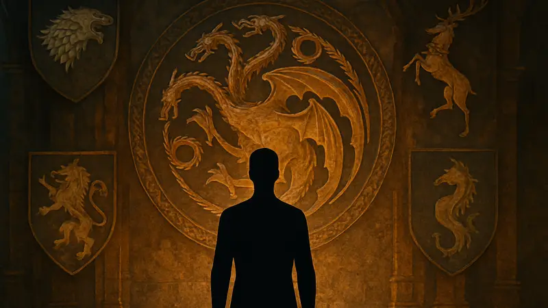 Логотип или арт фильма-приквела Игры престолов, возможно с изображением гербов Вестероса