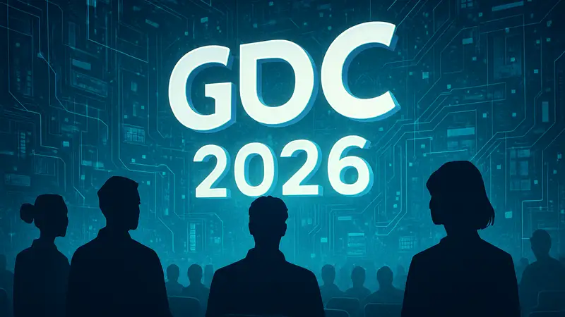 Логотип Game Developers Conference (GDC) 2026 на фоне цифровых элементов.