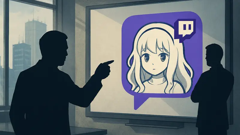 Официальный значок Twitch с персонажем Крайана из игры Pragmata и обвинения Capcom.