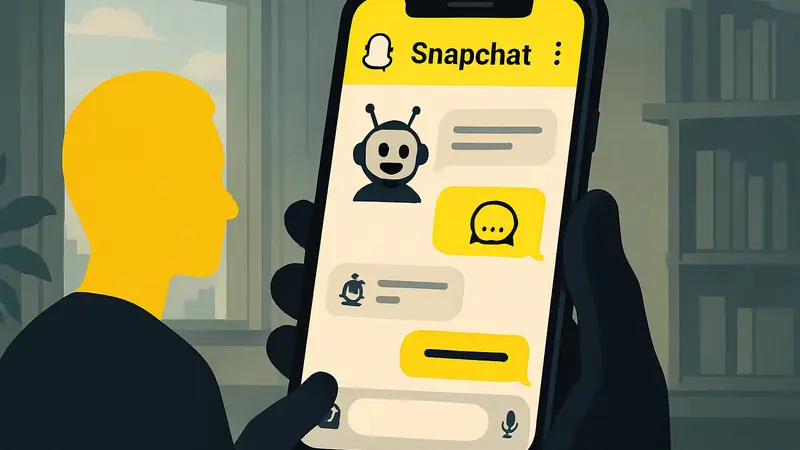 Интерфейс приложения Snapchat с элементами чата и ИИ-бота бренда