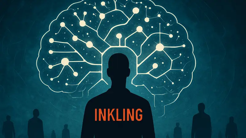 Абстрактное изображение нейронной сети или символа ИИ, возможно, с названием Inkling.