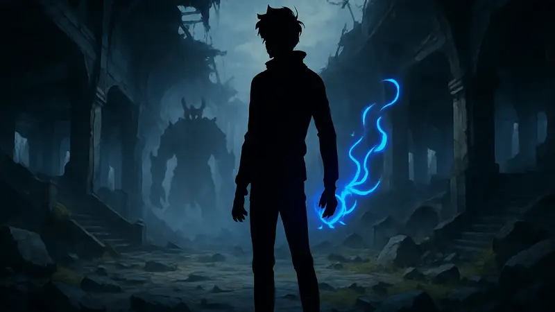 Тизер-арт или скриншот из игры Solo Leveling: KARMA с главным героем.