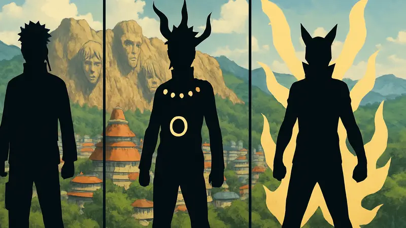 Наруто Узумаки в различных мощных формах: Режим Отшельника, Режим Чакры Девятихвостого, Режим Бариона.