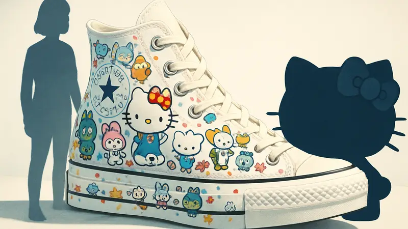 Кеды Converse Chuck Taylor All Star с персонажами Hello Kitty и Sanrio на белом фоне