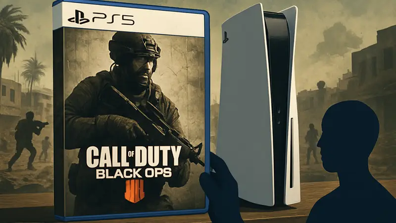 Обложка игры Call of Duty: Black Ops на игровой консоли PlayStation 5.