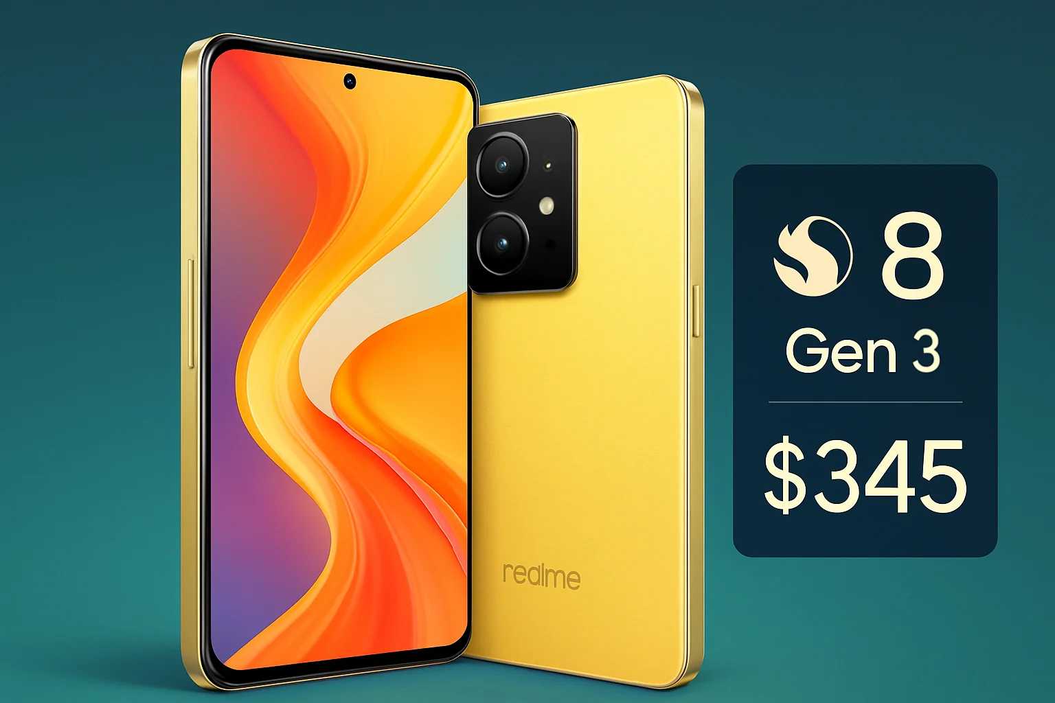 Изображение смартфона Realme Neo 8, демонстрирующее его дизайн, экран и ключевые характеристики.