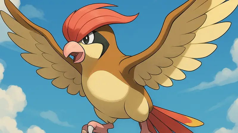 Покемон Pidgeotto летит в небе, иллюстрация к гайду по Pokémon