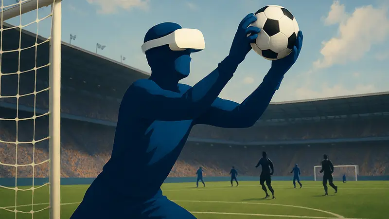 CleanSheet Soccer 2 на PSVR2: вратарь в виртуальной реальности ловит мяч.