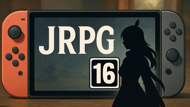 Логотип JRPG на фоне элементов Nintendo Switch 2 и символа возрастного рейтинга.