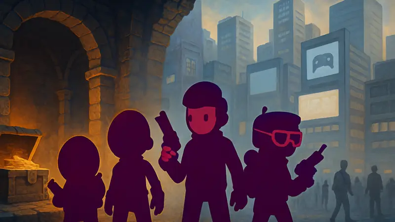 Персонажи Enter the Gungeon, символизирующие жанр рогалика, на фоне изменяющейся игровой индустрии.