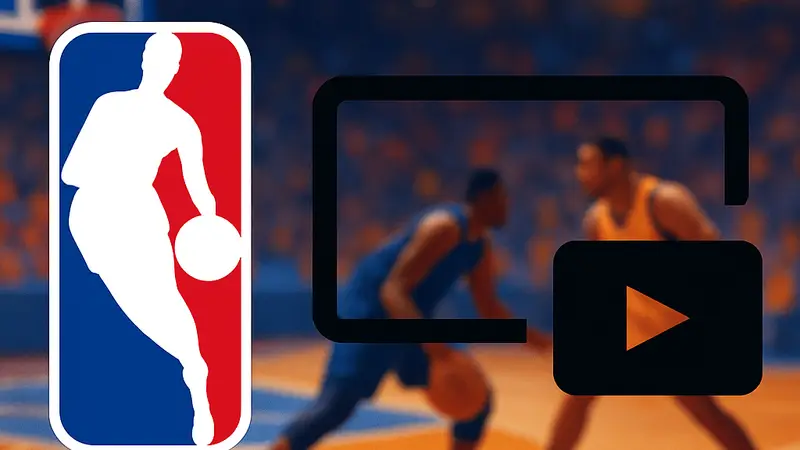Логотип NBA League Pass на фоне баскетбольного поля или трансляции матча.