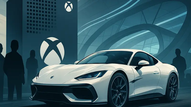 Спортивный автомобиль в Forza Horizon 6 на фоне футуристического дизайна Xbox