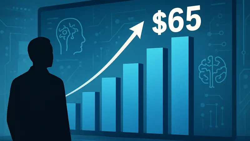 График роста инвестиций в ИИ-стартап с суммой $65 млн и элементами искусственного интеллекта