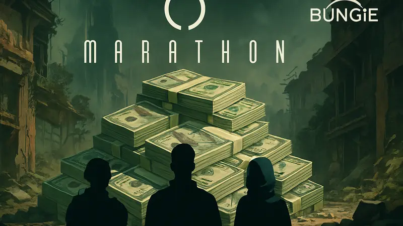 Логотип игры Marathon и студии Bungie, иллюстрация высокого бюджета в 250 миллионов долларов.
