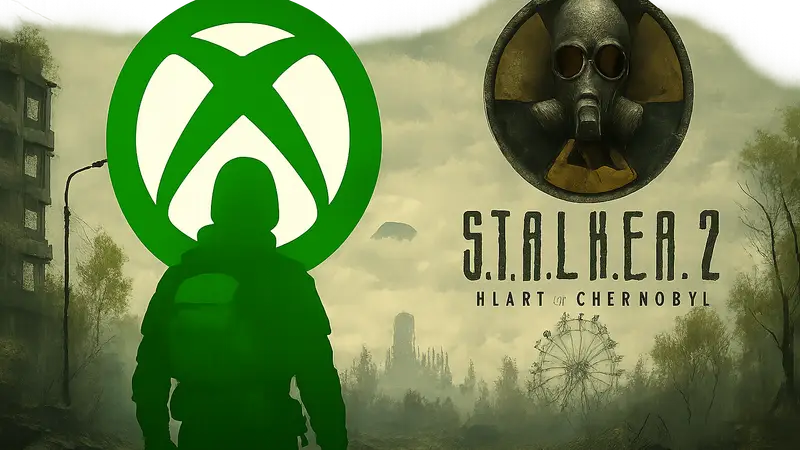 Логотип STALKER 2: Heart of Chornobyl с символикой Xbox на заднем плане, указывающей на эксклюзивность.