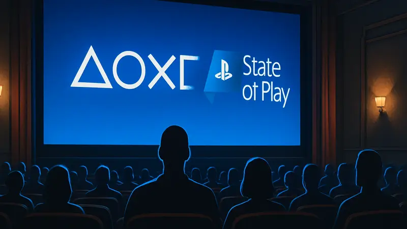 Логотип презентации Sony State of Play, анонсирующей трансляцию в кинотеатрах.