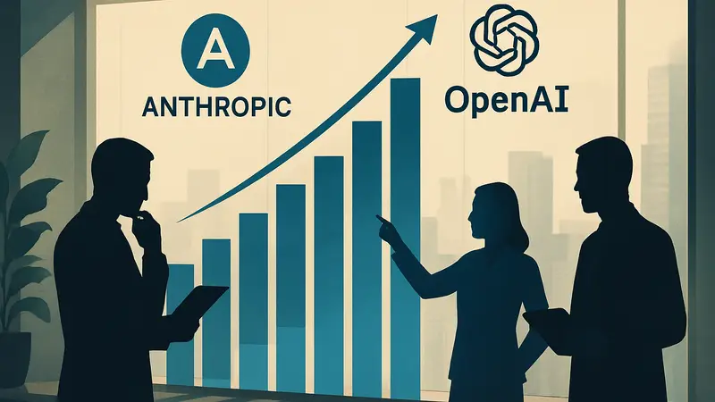 Сравнительная диаграмма роста Anthropic и OpenAI на рынке ИИ, инвесторы, цифры