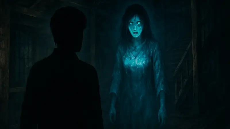 Обложка Fatal Frame 2 Remake с главным героем и призраком, демонстрирующая хоррор