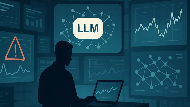 Схематичное изображение процесса мониторинга больших языковых моделей (LLM) и их непредсказуемого поведения.