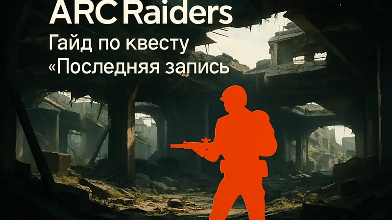 ARC Raiders гайд по квесту Последняя запись. Игрок с оружием исследует разрушенное здание.