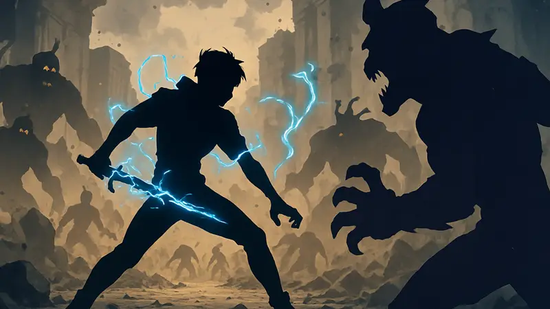 Главный герой аниме Solo Leveling в битве, символизирующий улучшенные моменты по сравнению с манхвой.