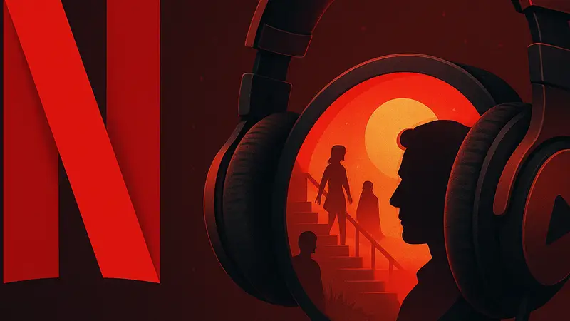 Обложка подкаста Netflix, символизирующая расширение стримингового сервиса в аудиоформат.