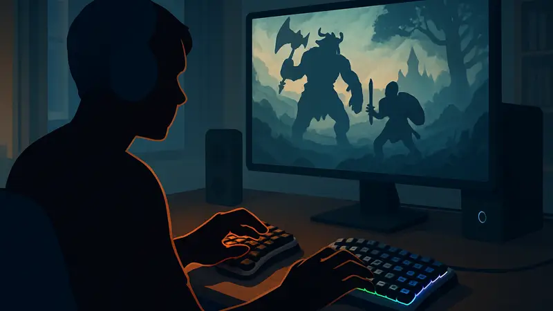 Геймер печатает на эргономичной механической клавиатуре с RGB-подсветкой, демонстрируя удобство использования.