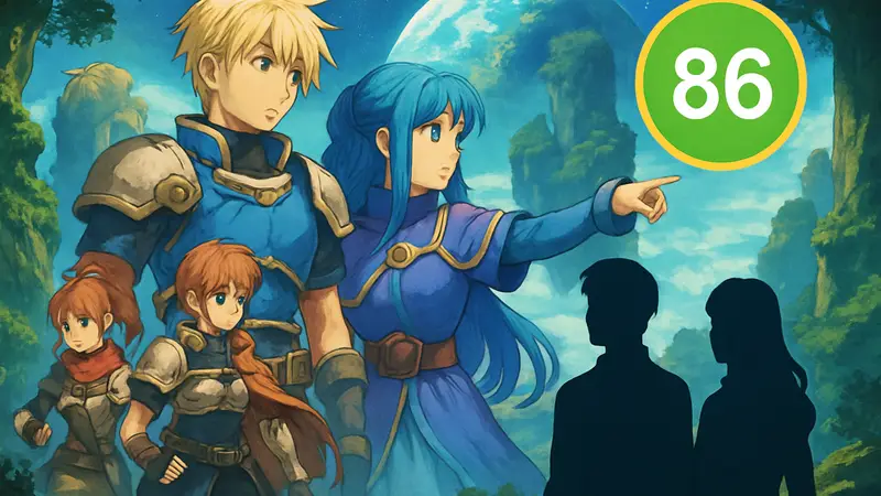 Обложка игры Star Ocean Second Story R с персонажами и рейтингом Metacritic 86 на фоне