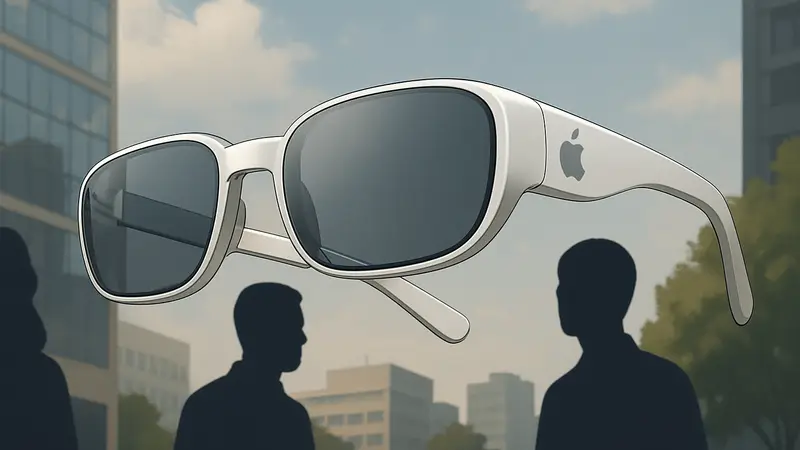 Рендер умных очков Apple на прозрачном фоне, демонстрирующий минималистичный дизайн