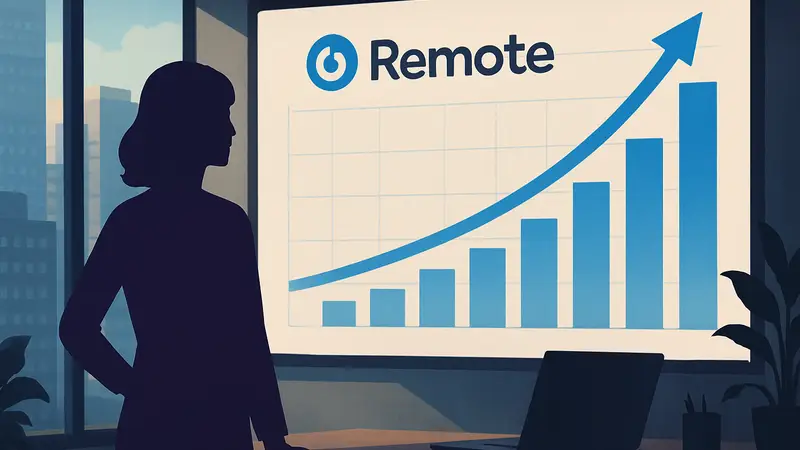 График роста доходов стартапа Remote благодаря использованию искусственного интеллекта в payroll-сервисе.