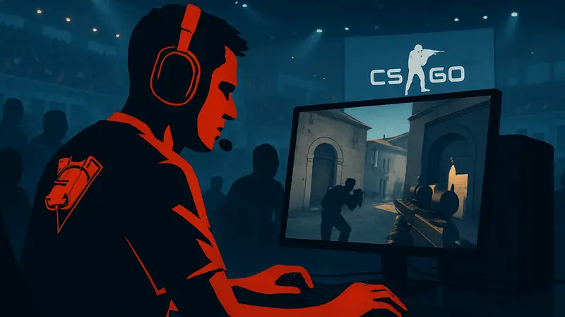 Игрок Владимир "b1st" Красиков из Virtus.pro, сосредоточенно играющий в Counter-Strike 2 на турнире.