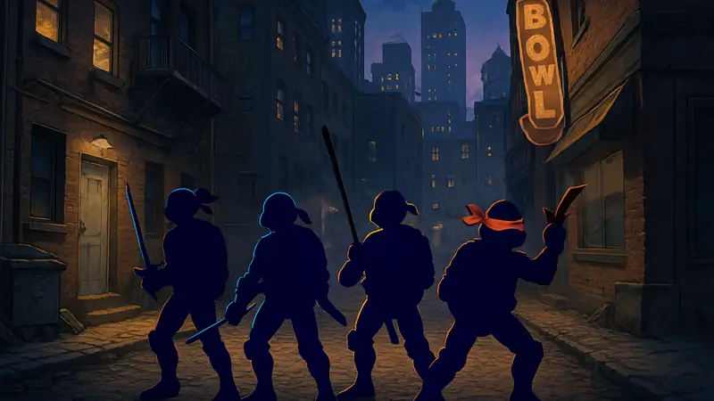 Кадр из TMNT: Shredder's Revenge с Черепашками-ниндзя, доступной бесплатно в Epic Games Store