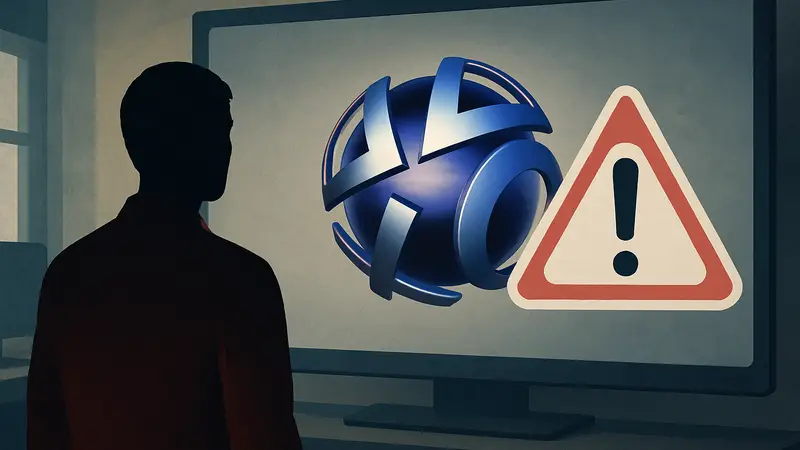 Логотип PlayStation Network на фоне уведомления об ошибке