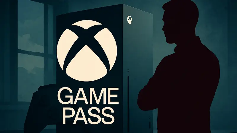 Логотип Xbox Game Pass на фоне консоли Xbox, символизирующий изменения в стратегии подписки.