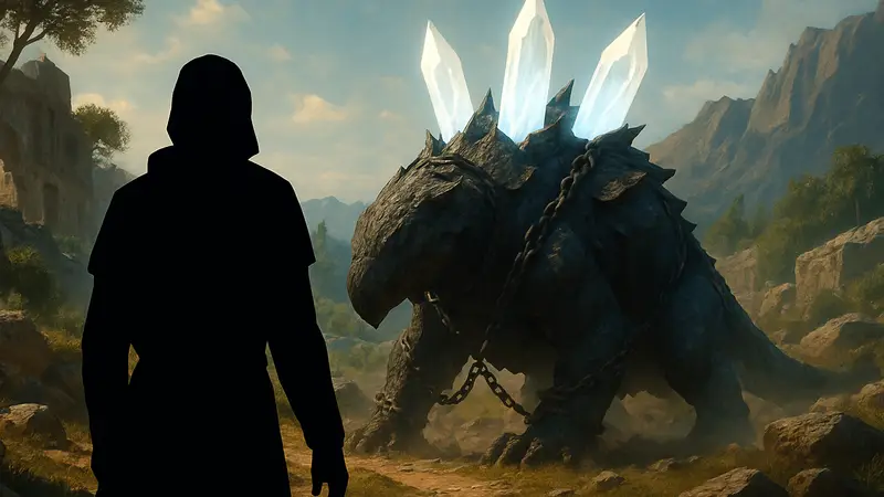 Излучатели висмута на спине Aeserion в Crimson Desert.