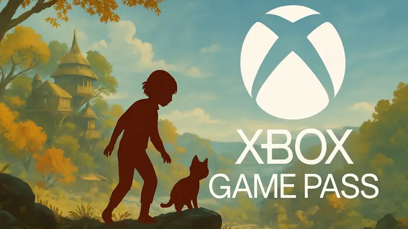 Изображение из игры Planet of Lana 2: Children of Leaf на фоне логотипа Xbox Game Pass.