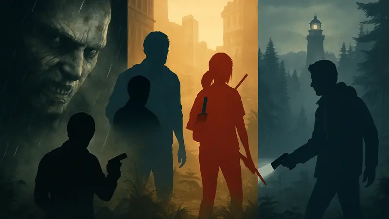 Обложки игр Resident Evil, The Last of Us и Alan Wake, иллюстрация к топ-10 хорроров с лучшим сюжетом