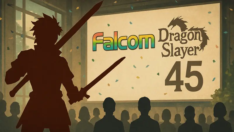 Логотип Falcom, анонс игры Dragon Slayer, JRPG, 45-летний юбилей студии.