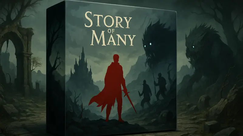 Коробка настольной игры Story of Many с элементами тёмного фэнтези.