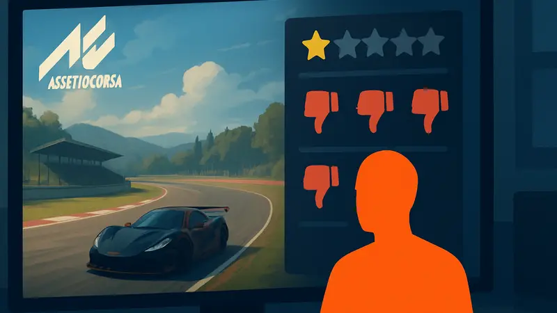 Скриншот Assetto Corsa EVO с негативными отзывами в Steam.